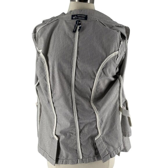 Saint James Women's Blue White Ticking Stripe Three Button Cotton Blazer US 10 - Picture 3 of 13